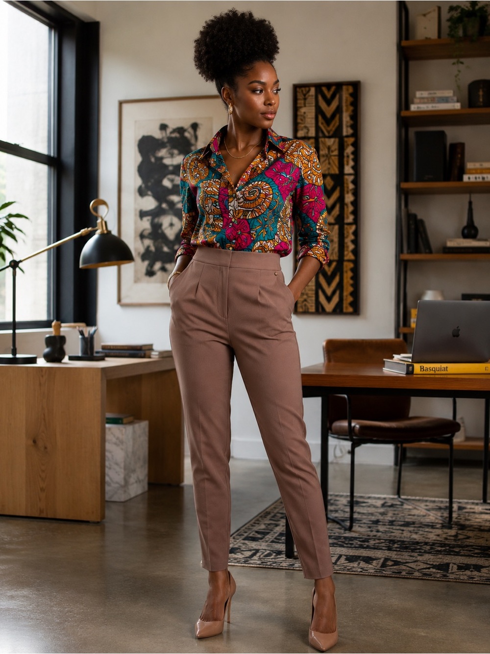 MaxMara Taupe High-Waist Tailored Trousers